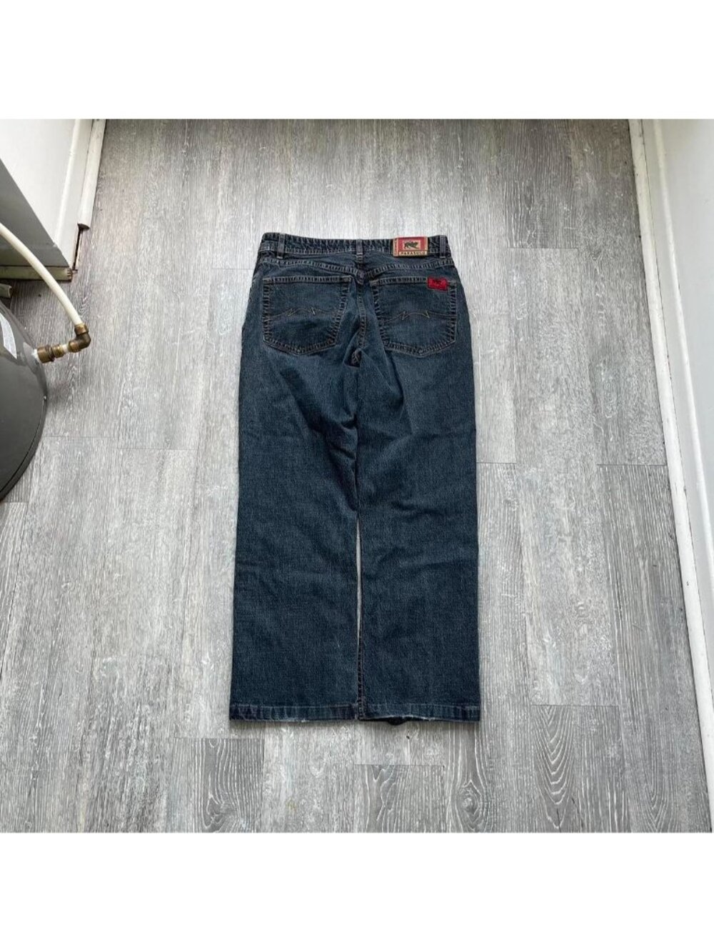 Navy Blue / Red Vintage Denim Parasuco Embroidered Y2K Relaxed Fit Denim Jeans